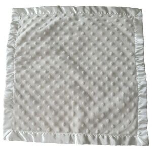 Bearington Ivory Cream Baby Blanket Minky Neutral Satin Trim Plush Lovey White